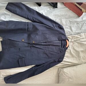 J. Crew Navy Blue Cotton-Linen Suit, size 38R/31